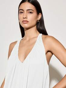 AiiRZ Đầm Maxi Halter Cổ Khoét Sâu Mùa Hè Cho Kỳ Nghỉ Bãi Biển Dự Tiệc Cưới Khách Đầm Dài Thanh Lịch Dài Cho Tiệc Tối - trắng - Xem 3