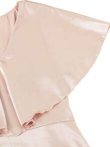 Ellevyn Women's Elegant Champagne Satin Midi Dress With V Neck And Cap Sleeves For Special Occasions - Champagne - View 4