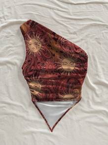 Soleia 大码女式复古佩斯利花纹和花卉图案休闲夏季上衣，简约风格 - 彩色 - 查看 2