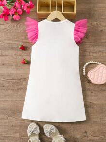 SHEIN Elladie kids Young Girl' Casual Simple Comfortable Vacation Dress With Cute Matching Bag Included - Multicolor - View 2