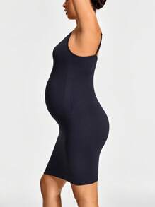 SHEIN Shape Vestido ajustado elástico de unicolor como ropa moldeadora para mujeres embarazadas, para verano