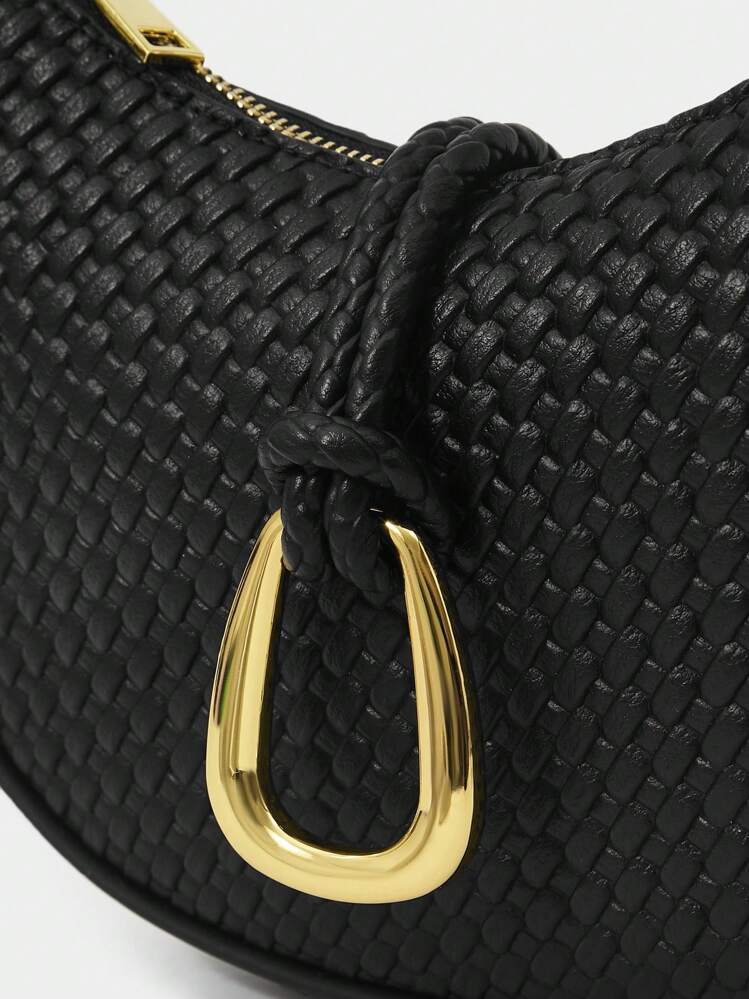 SHECARRY Women's Simple Fashion Zipper Underarm Handbag - Black - View 4