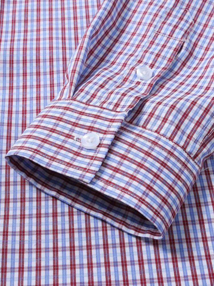 Manfinity Mode Men's Casual Commuter Plaid Long Sleeve Formal Shirt, Fall, Ceremony - Multicolor - View 5