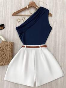 INAWLY Women Two Pieces Outfits For Daily Wear - Navy Blue - View 2