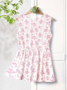 Rusticease Women's Summer Casual Ditsy Floral Round Neck Top - Pink - View 2