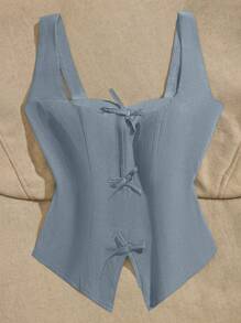 SHEIN Clasi 大码优雅黑白撞色蝴蝶结装饰修身吊带背心，夏季