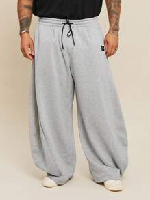 EASEVO Plus Size Men Casual Loose Knit Long Pants - Grey - View 4