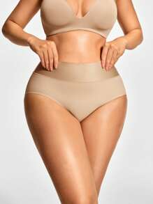 SHAPORA 加大码塑身高腰三角裤塑身衣短款塑身提臀收腹束腰内裤 - 杏色 - 查看 5