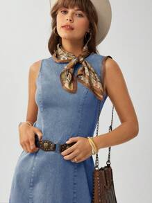 Wildy 女式无袖圆领修身水洗做旧短款连衣裙