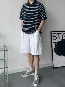 DAZY Set di polo a righe e pantaloncini da uomo a 2 pezzi, per l'estate - Multicolore - Visualizzare 7