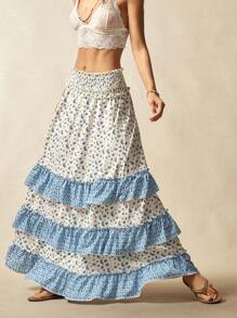 Bohemela Woven Print Loose Women Skirt