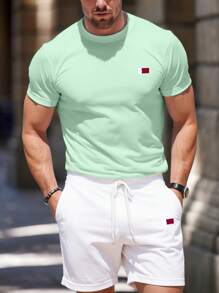 Manfinity Homme Men's Casual Simple T-Shirt And Shorts Set, Summer Summer Outfits For Men - Multicolor - View 1