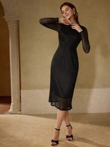 MOTF PREMIUM FLOWY TEXTURED SLEEVELESS DRESS - Black - View 3