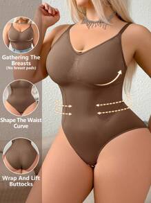 NudeFit 1 pieza Prenda moldeadora sin costuras talla grande para mujer con cinturilla y control de abdomen, diseño de cierre a presión en la Bottom para facilitar la colocación y quitado, se puede usar como prenda exterior