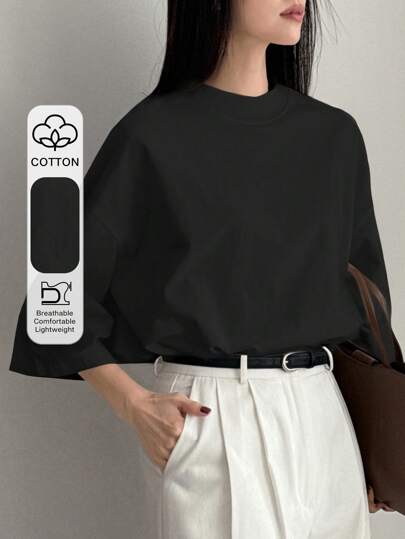 Dazy-Less Letnia luźna, biznesowa, swobodna, prosta koszulka z krótkim rękawem dla kobiet, oversize'owa koszulka