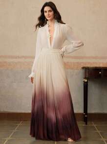 Anewsta 优雅渐变色褶饰女裤 - 彩色 - 查看 4