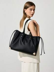 SHECARRY 女士时尚实用收纳包，日常休闲使用 - 黑色 - 查看 5