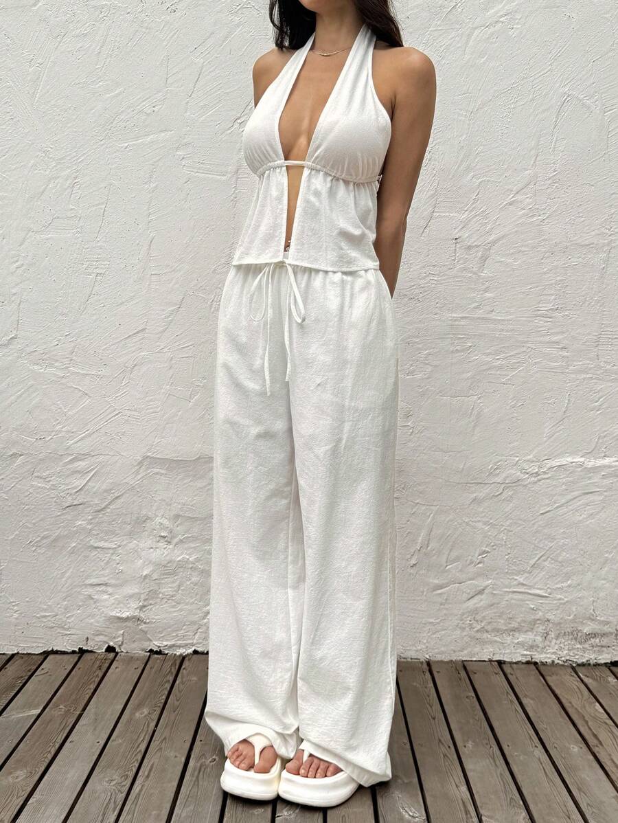 Muchica Women Two Pieces Outfits For Daily Wear - White - View 1