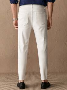 Manfinity NXTstreet Men's White Ripped Jeans With Chain, Fashionable Style - White - View 3