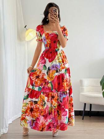 Rafferiza 女士优雅刺绣印花连衣裙