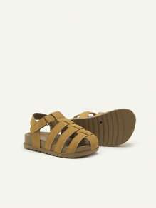 Cozy Pixies Toddler Boys' Cute Hook-And-Loop Brown Casual All-Match Fashion Versatile Soft Bottom Peep Toe Sandals, Summer - Brown - View 7