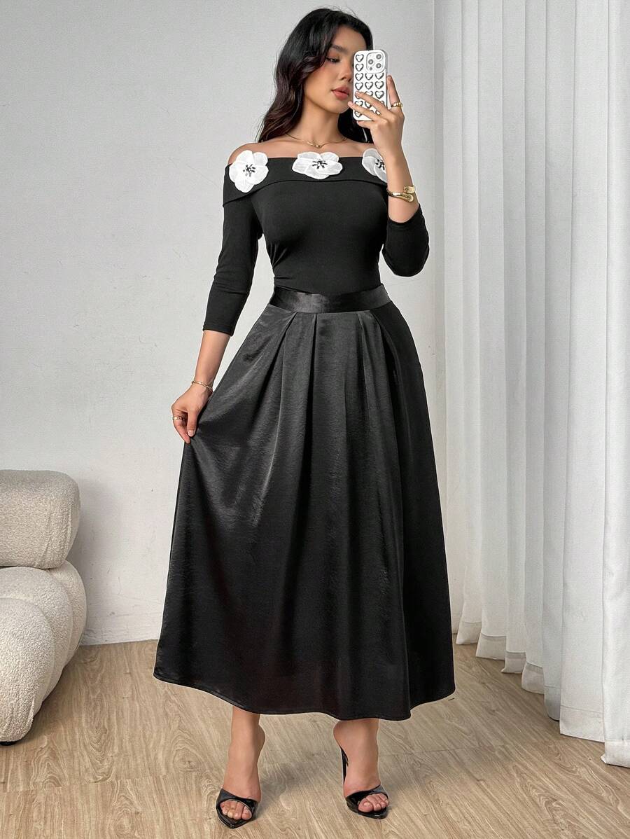 Modelyn 女士日常两件套服装 - 黑色 - 查看 1