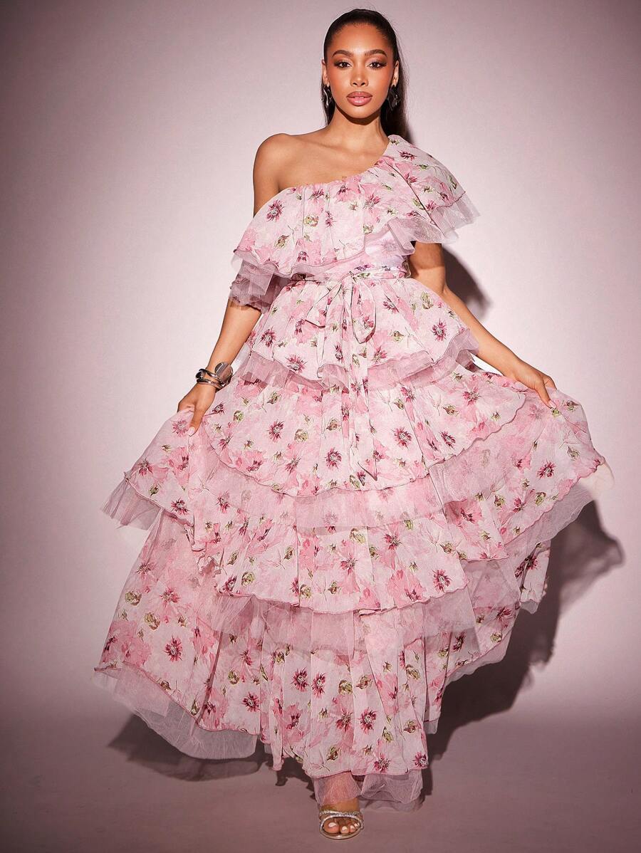 Vixey Váy Maxi Xếp Tầng Voan Hoa Trong Suốt Kèm Vải Tuyn, Váy Xếp Nếp, Quần Áo Phong Cách Boho Cho Phụ Nữ, Trang Phục Mùa Xuân Cho Phụ Nữ, Trang Phục Mùa Hè Cho Phụ Nữ, Váy Dự Tiệc Cưới Cho Phụ Nữ, Váy Tiệc Trà - Nhiều màu - Xem 1