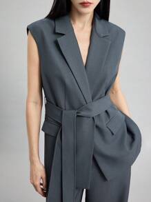 Ontre 2025 Autumn/Winter Women's Clothing, Fall/Winter Women's Wear, Back To School, Halloween, Christmas, Business Casual, Retro Dignified Elegant Versatile Basics, Nashville Apparel, Solid Color Vest, Pants, Suit Set, Gray Suit, Casual Urban, Minimalist Commuter, Unisex Suit, Vest Suit Set, Party Wear, Carnival, Teacher Outfit
