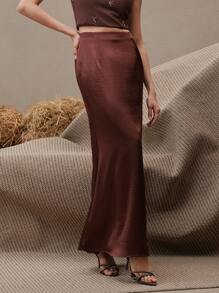 Anewsta Váy Maxi Cạp Cao Thanh Lịch Cho Nữ, Thích Hợp Cho Mùa Xuân, Mùa Hè, Thường Ngày Công Sở - Màu nâu  Mocha - Xem 7