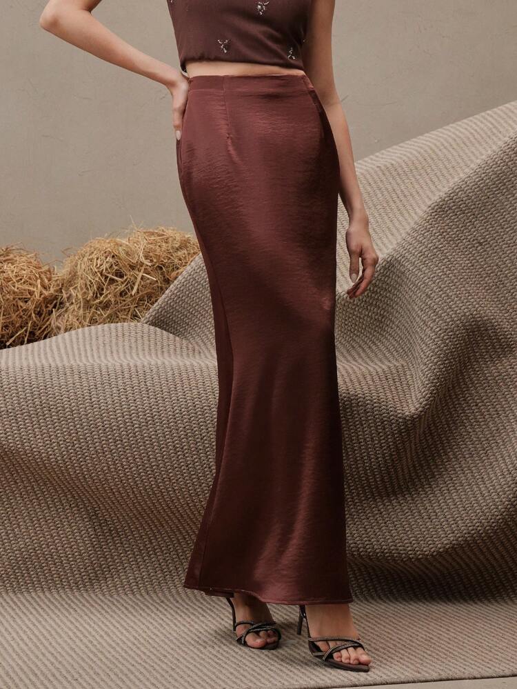 Women's High Waist Maxi Elegant Commuter Skirt, Suitable For Spring, Summer, Business Casual