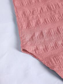 Modelyn 女士纯色纽扣半襟长袖褶裥衬衫