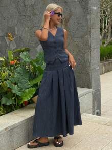 DAZY Women Two Pieces Outfits For Daily Wear - Navy Blue - View 5