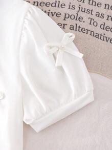 Süßes 2 Stücke Sommer-Set für Tween Mädchen, modische, lässige Jeans, einfarbiges, leichtes und bequemes T-Shirt mit Perlenschleife