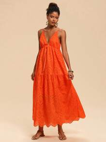 Travachic Vestido largo con bordado y anudar al frente para vacaciones de mujer, atuendo para el Día de la Madre, vestidos de verano para mujer, vestido de verano, vestidos de verano para mujer, vestido largo