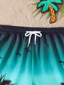 SHEIN Boys' Cute Printed Swimming Trunks, Beach & Pool Vacation Style Young Boys Clothing 4t Beach Clothes For Boys Beach Wear For Boys Beach Shorts For Boys Teen Boys Beach Clothes - Blue - View 6