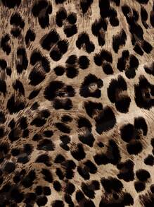 SHEIN EZwear Plus Size Leopard Lips Print Casual Minimalist Round Neck Short Sleeve T-Shirt, Suitable For Summer - Multicolor - View 4