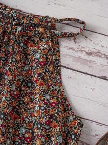 SHEIN LUNE Débardeur casual à fleurs mignonne et nœud papillon avec dos nu pour femmes