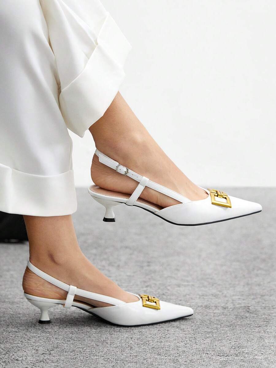 CUCCOO BIZCHIC Giày cao gót hở mũi thời trang cho nữ, trang phục công sở - trắng - Xem 1