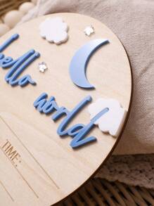 SHEIN Newborn Baby Milestone Wooden Plaque Decor, "Hello World" Infant Birth Announcement Sign - Multicolor - View 5