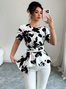 Elenzga 女士优雅度假夏季露肩衬衫