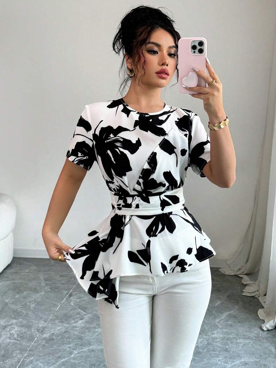 Elenzga 女士优雅度假夏季露肩衬衫