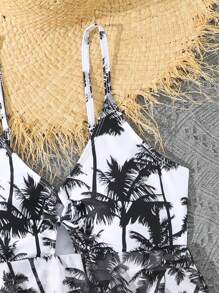 Teen Girls Two Pieces Swimsuit With Floral Print - Black - View 6