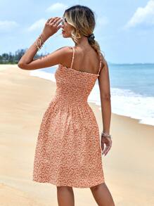 EURMUSE Women One-Piece Sleeveless Solid Color Dress, Fashionable Summer Style Beach Vacation Rust Brown Tropical - Watermelon Pink - View 4
