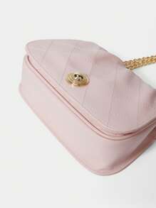 SHECARRY Bolsa de mão minimalista elegante com decoração de metal para mulheres, bolsa de armazenamento casual diária - Rosa - Ver 4