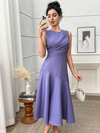 Modelyn 女士优雅纯色无袖舞会礼服