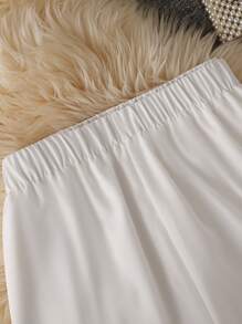 INAWLY 2pcs/Set Plus Size Camisole Crop Top And Pants, Summer Fashion Set - White - View 6