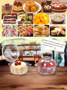 SHEIN 一次性透明塑料甜点盒带盖，烘焙糕点和食品包装容器 - 無色 - 查看 11