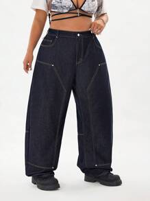 Jeanoix Jeans rectos de talla grande, de corte holgado y casual, para primavera/verano