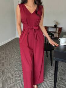 DAZY Mono de unicolor y de talle alto para mujer, ropa de estar por casa