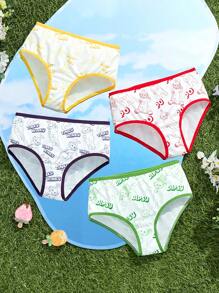 Teletubbies X SHEIN Tween Girl Cartoon Print Contrast Trim Base Layer Panties - Multicolor - View 1